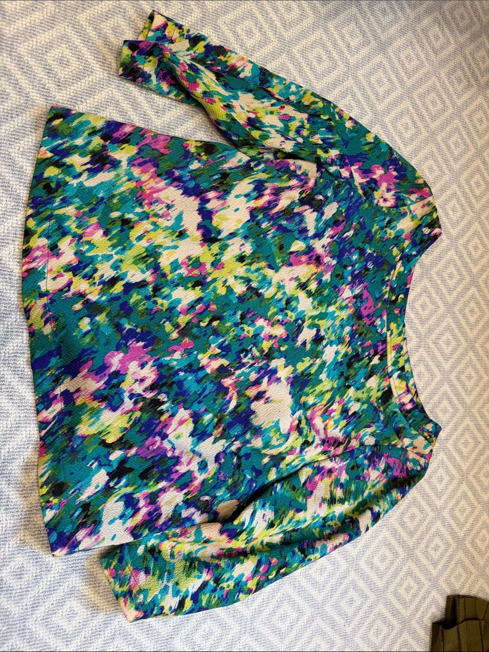 Tracy Reese Teal Multicolor Abstract Floral Blouse